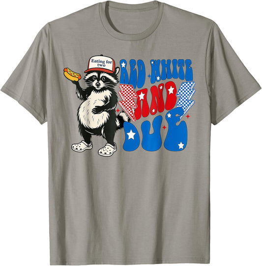 Red White And Due Funny Raccoon 4th Of July Patriotic T-shirt