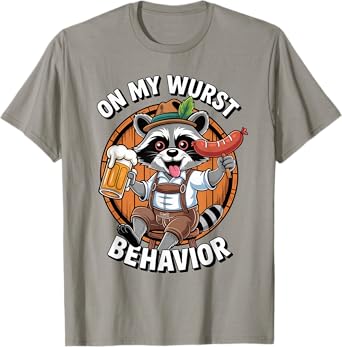 On My Wurst Behavior Oktoberfest Raccoon German Beer Funny T-Shirt