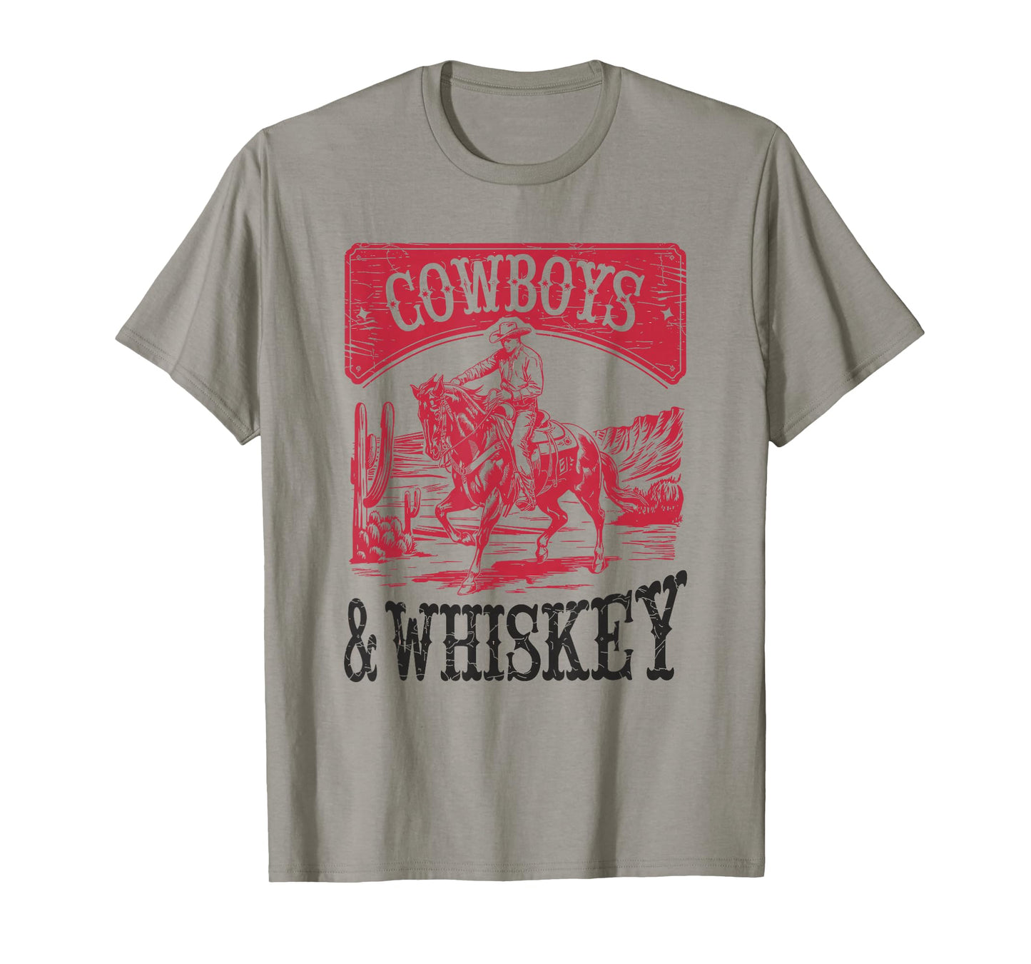 Cowboys & Whiskey, Vintage Bronc Rider Cowgirl T-Shirt