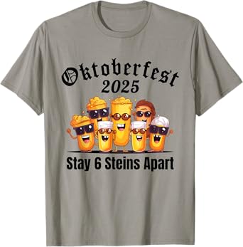 Oktoberfest 2025 6 Stein Apart Beer October Funny Drinking T-Shirt