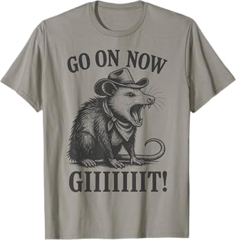 Western Country Rodeo Vintage Cowboy Opossum Go On Now Git T-Shirt