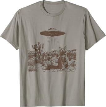 Vintage UFO Cowboy Cat Wild West Kitten Retro 90s Western T-Shirt