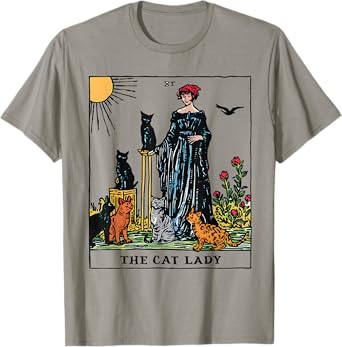 The Cat Lady Tarot Card Vintage Gothic Women Cat Mom T-Shirt