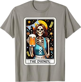 Funny Oktoberfest Dirndl Tarot Card German Beer Women T-Shirt
