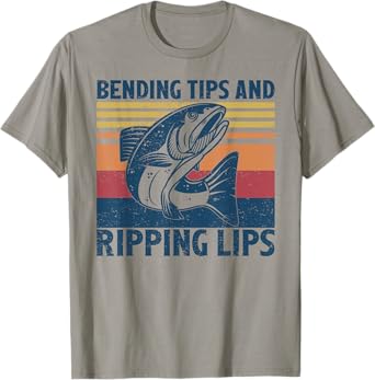 Bending Tips and Ripping Lips Vintage Funny Salmon fishing T-Shirt