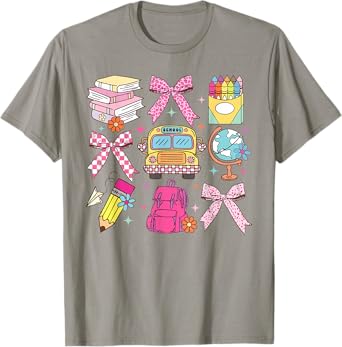 Coquette Bow Teacher Back To School Teacher Life Student Kid T-Shirt