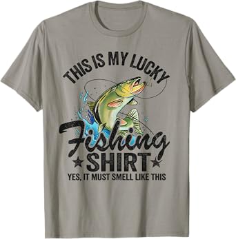Bass Fishing Jokes Humor Fisherman This Is My Lucky Fishing T-Shirt