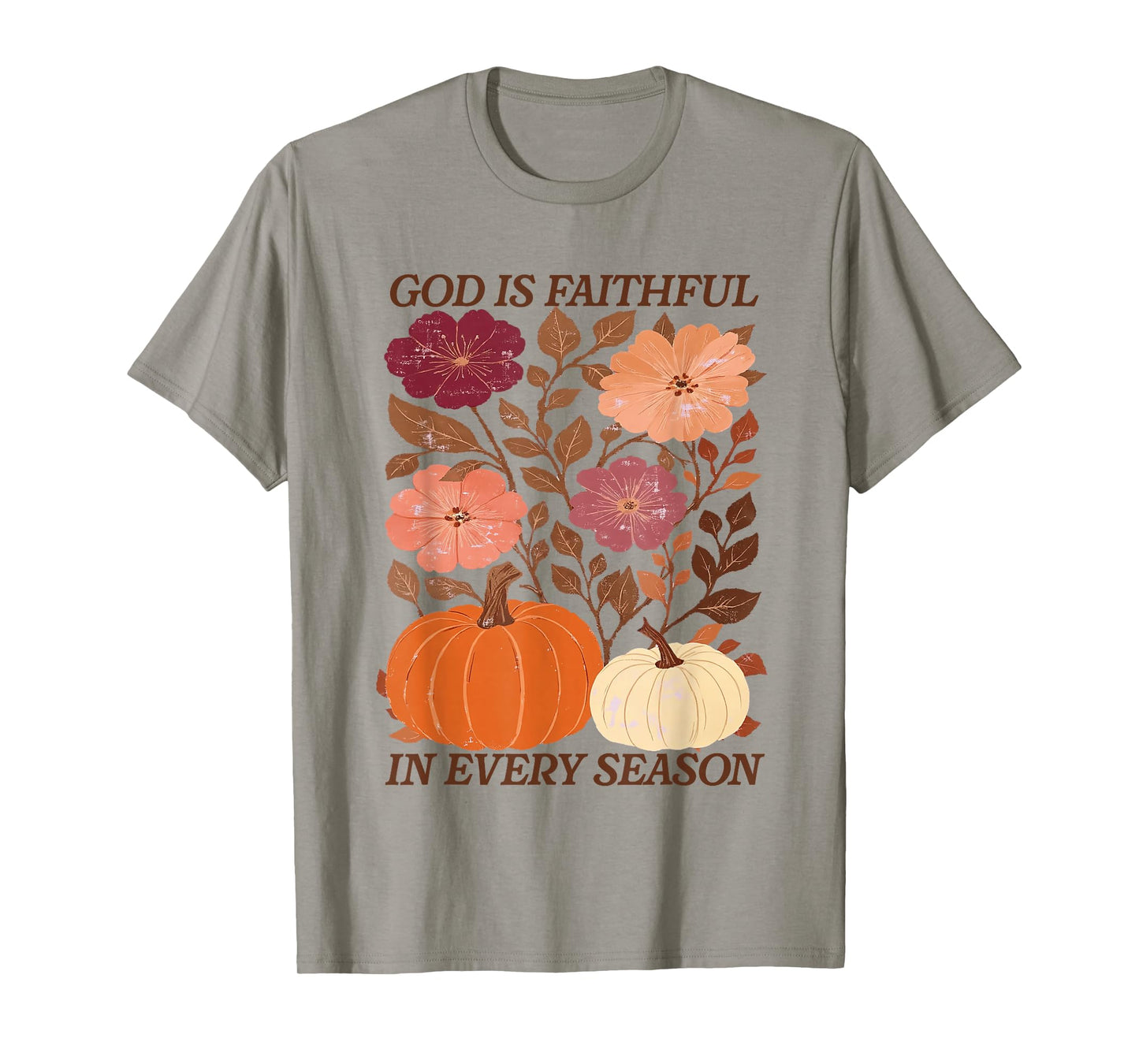 God is Faithful in Every Season Boho Floral Fall Christian T-Shirt