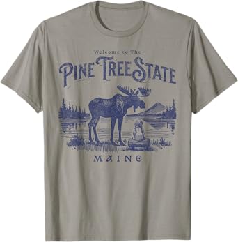 Vintage Maine Retro State Parks US Travel Hiking Graphic T-Shirt