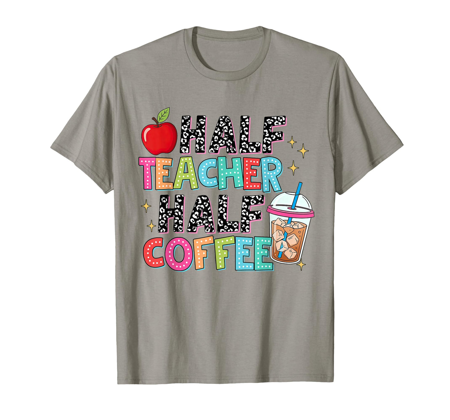 Half Coffee Half Teacher Life Teach Checkered Coffee Lover T-Shirt