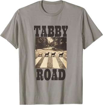 Tabby Road Cat-Themed Design T-Shirt