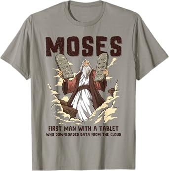 Funny Moses Tablet Christian Humor Bible Gospel Data Cloud T-Shirt