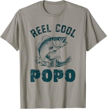 Reel Cool Popo Fishing Grandpa Vintage Style T-Shirt