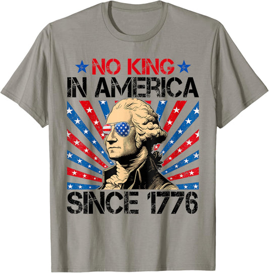 No Kings In America Since 1776 Distressed Vintage Usa Flag T-shirt