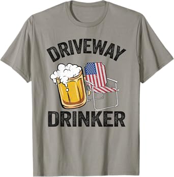 Beer Lover American Flag 4th Of July Party Driveway Drinker T-Shirt