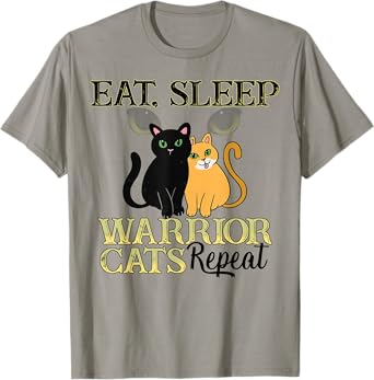 Cat Warriors Shirt - Eat Sleep Cat Warrior Gift Cat Lovers T-Shirt for Men Women Kids