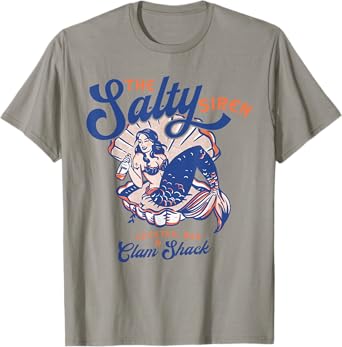 The Salty Siren Cocktail Bar & Clam Shack Cute Mermaid Pinup T-Shirt