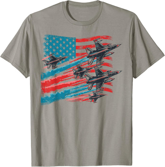 4th Of July US Flag Fighter Jets American Pilot Men Boy Kids T-Shirt