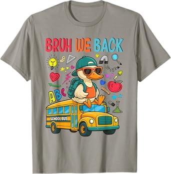 Funny BackTo School Bruh We Back Duck School Bus T-Shirt