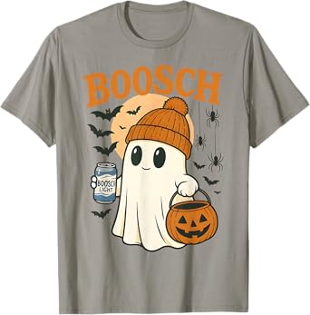 Boosch Light Halloween Ghost Pumpkin Funny Beer Drinking T-Shirt