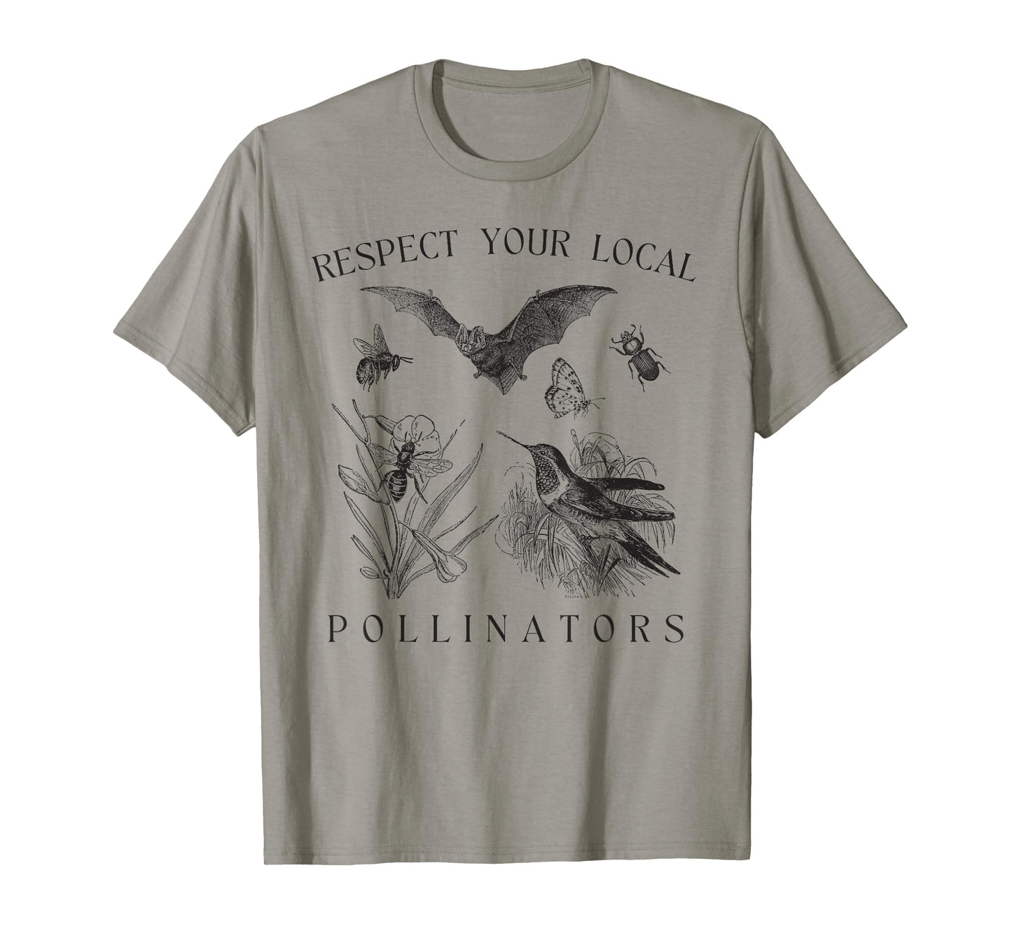 Eco-Friendly Wildlife Conservation Apparel Respect Your Local Pollinators Vintage Bug Protect Nature Unisex-Adults T-Shirt White Small Classic Fit Short Sleeve Spring, Summer