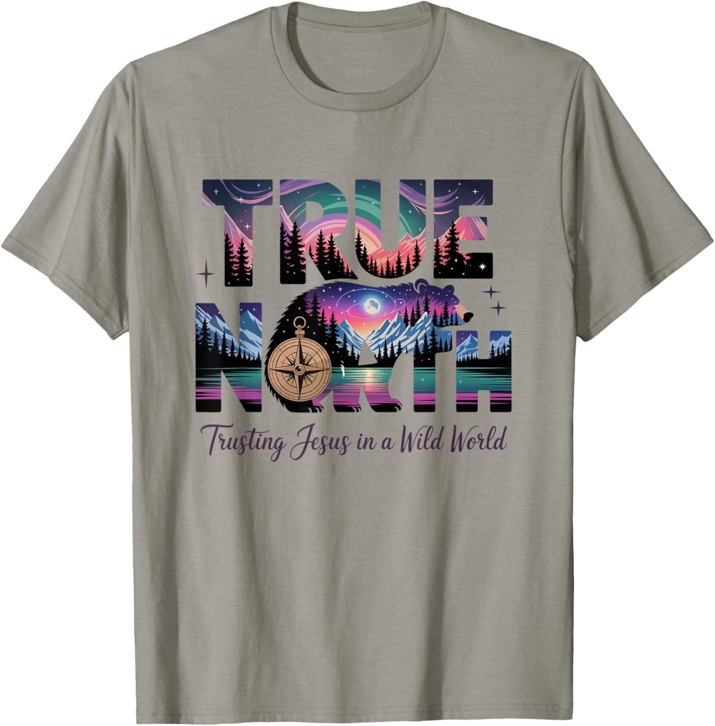 True-North-Faith Compass Outdoor Adventures Design T-Shirt