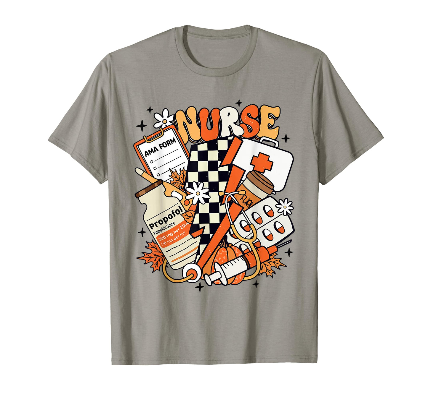Retro Pumpkin Nurse Life Thanksgiving Fall Autumn Nurse T-Shirt
