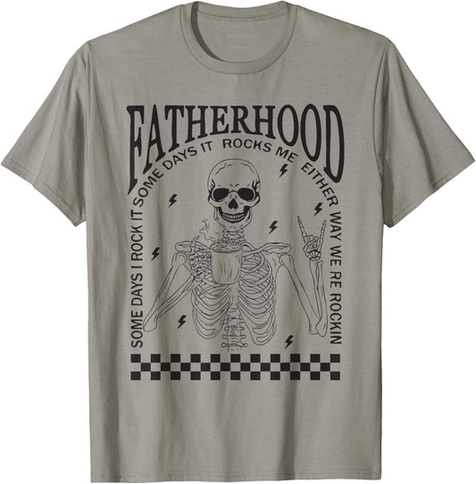 Funny Fatherhood Rock Skeleton Dad Life Vintage Fathers Day T-Shirt