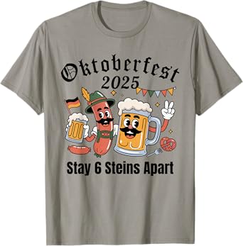 Oktoberfest 2025 6 Stein Apart Beer October Funny Drinking T-Shirt