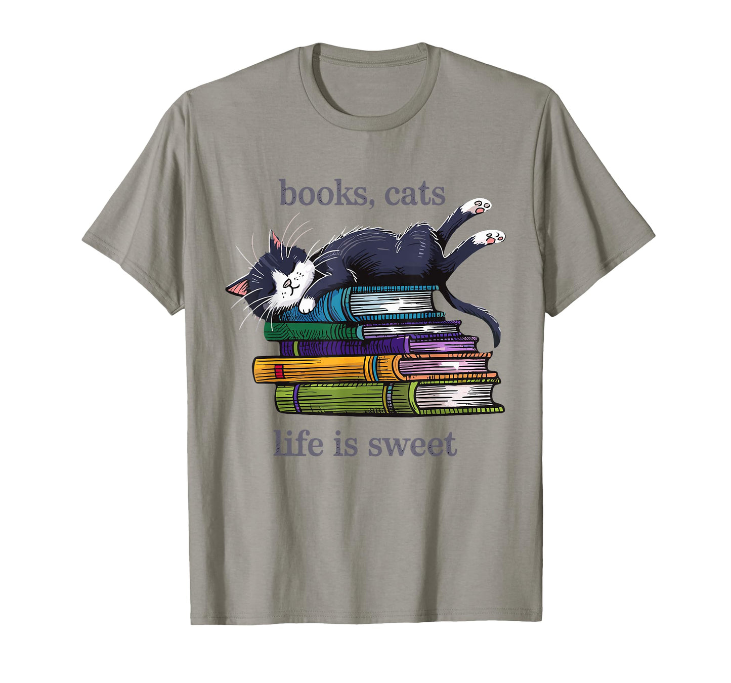 Funny Cats Books Lover Men Women T-Shirt