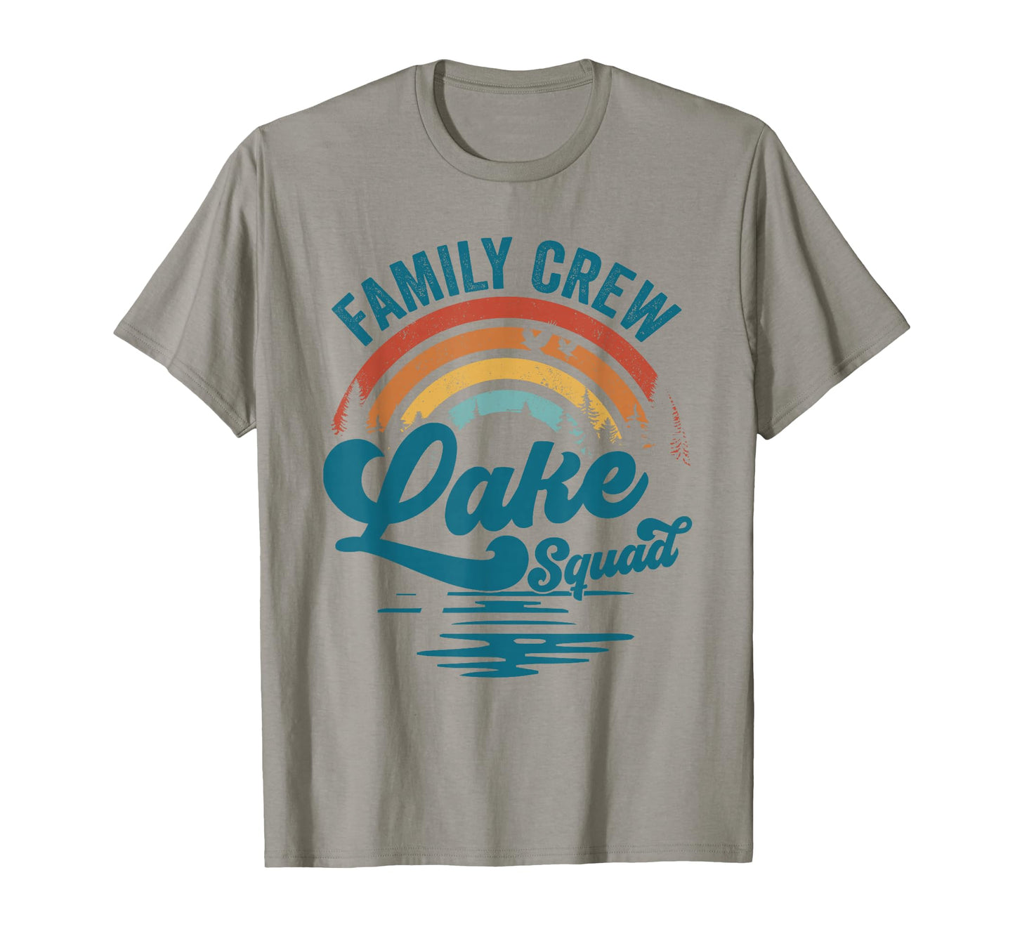 Family Crew Lake Squad Groovy Rainbow Vacation Lake Trip T-Shirt