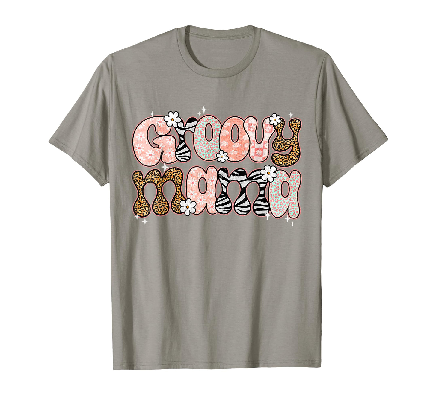 Groovy Mama Mommy Retro Floral Mom Life Leopard Maternity T-Shirt