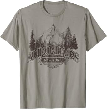 Adirondacks New York Mountains Vintage Biker Patch T-Shirt