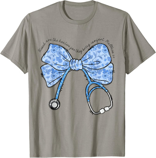 Christian Nurse Bible Verse Stethoscope Nursing Faith-Based T-Shirt