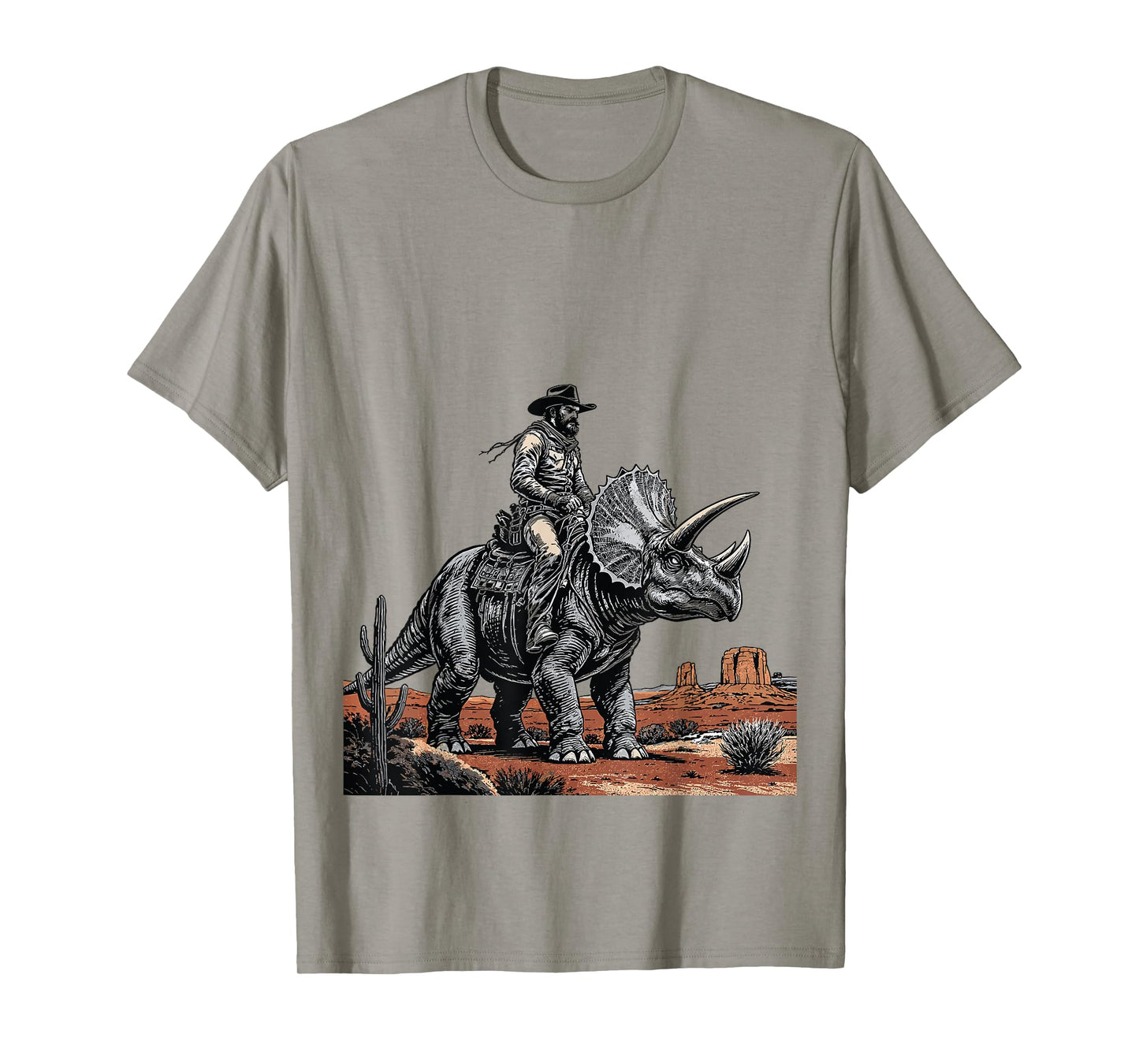 Cowboy Riding Triceratops Funny Western Dino T-Shirt
