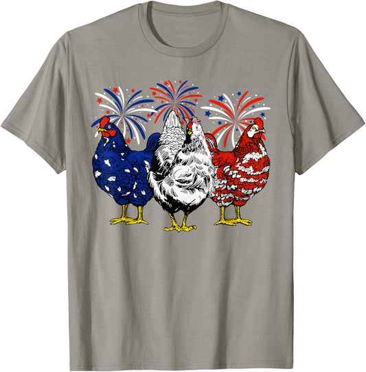 Chicken USA Flag Patriotic Chicken Lover 4th of July T-Shirt