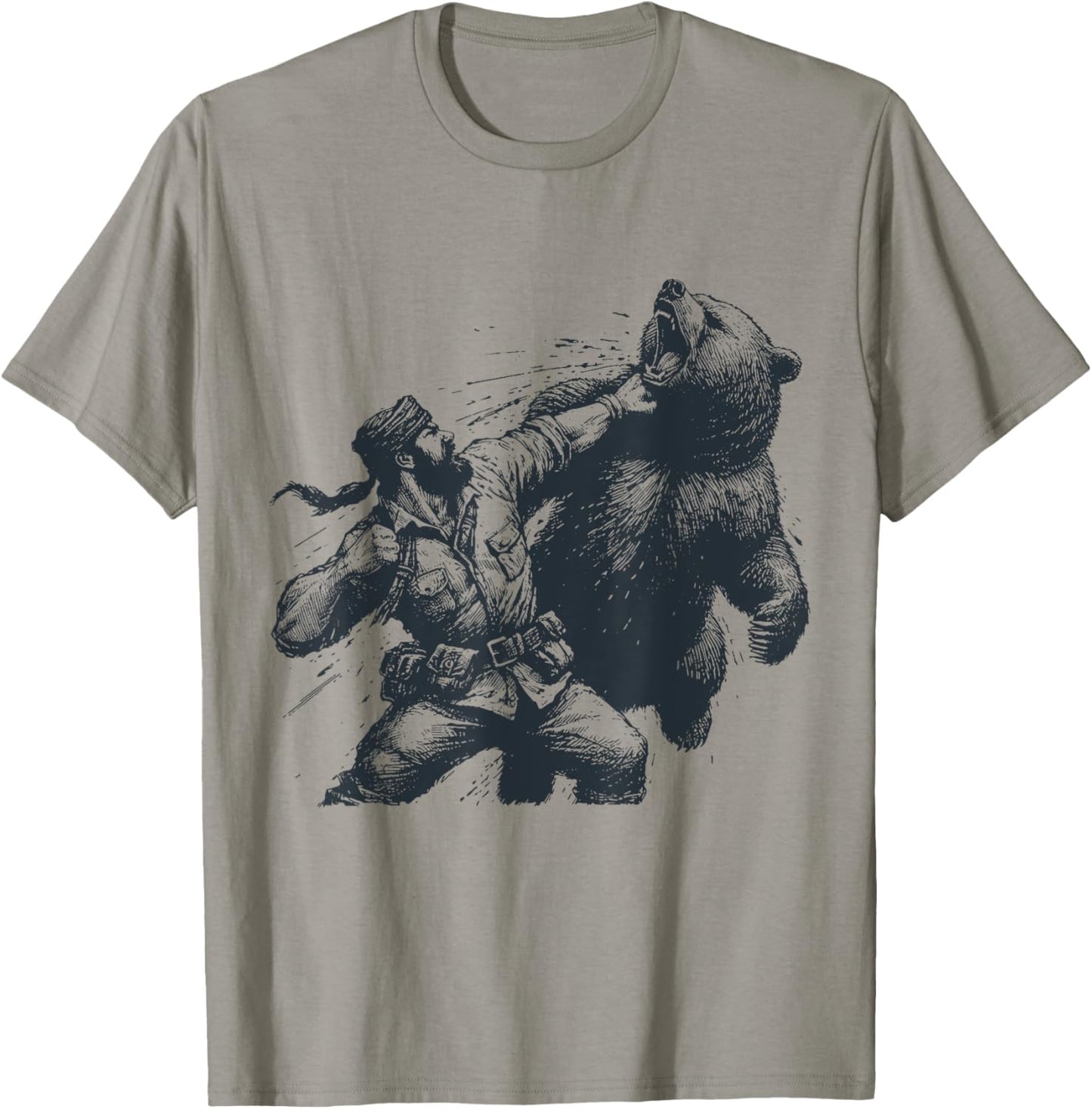 Bear Funny Man Punching Bear Retro Vintage Hunting Camping T-Shirt