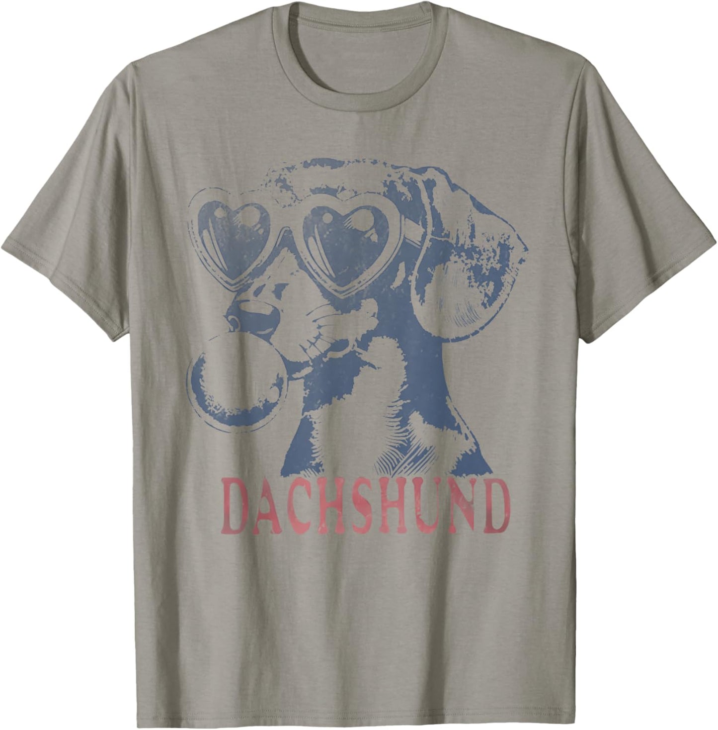 Cute Dachshund Dog With Heart Glasses Bubble Gum T-Shirt