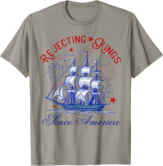 Rejecting Kings Since 1776 American 4th Of July Vintage T-shirt