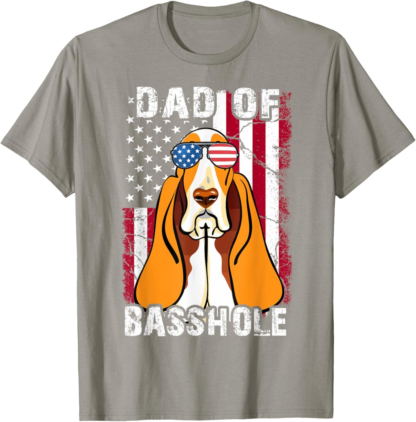 Basset-Hound Father Day Gift Dad of Basshole Dog 4th of July T-Shirt