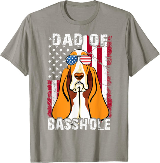 Basset-Hound Father Day Gift Dad of Basshole Dog 4th of July T-Shirt