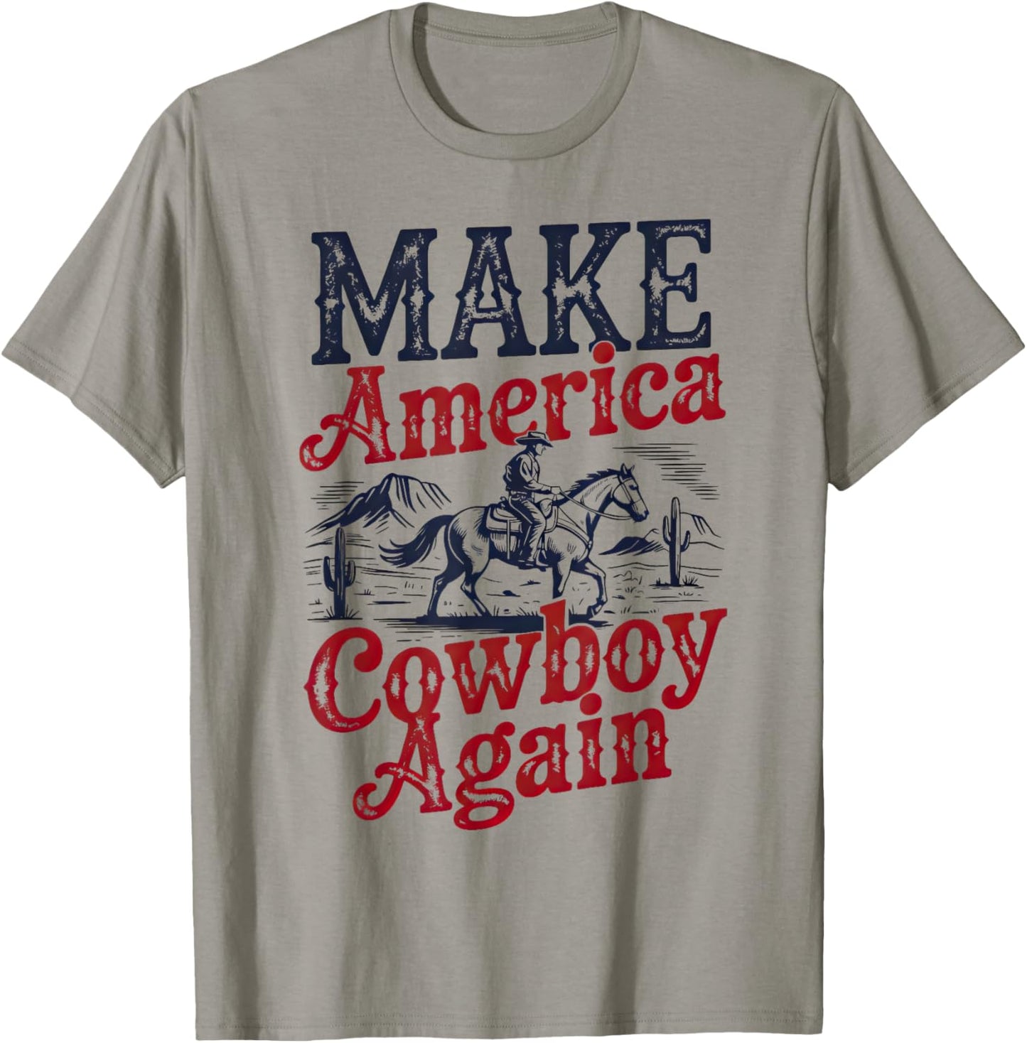 Make America Western Cowboy Again Retro 4th Of July Boy Men T-shirt