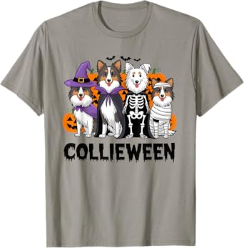 Funny Halloween Rough Collie Dog Lover Collieween Pumpkin T-Shirt