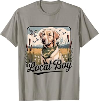Local Boy Labrador Hunting Dog Marsh Scene Sunset Vintage T-Shirt
