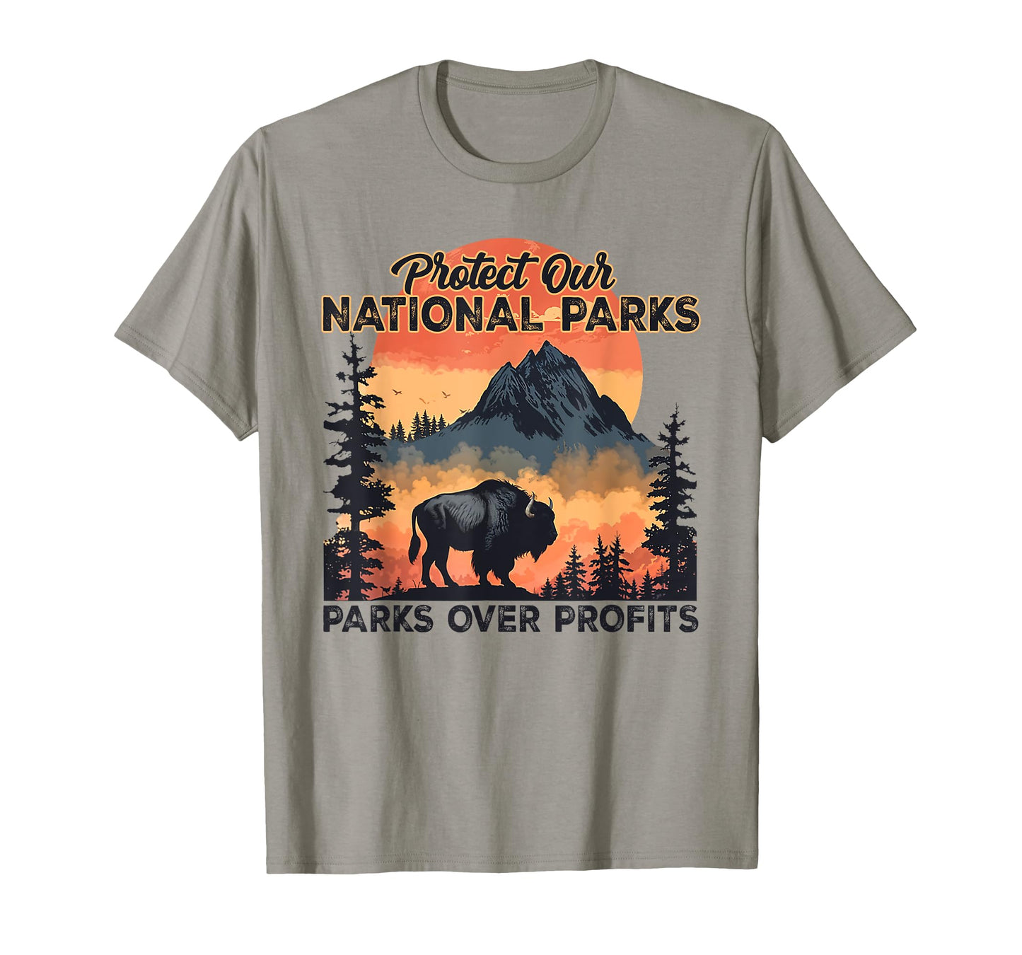 Protect Our National Parks Parks Over Profits Bison Animal T-Shirt