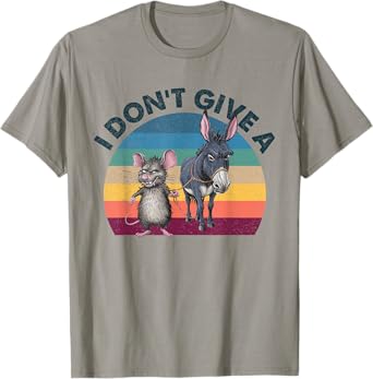 I Don't Give a Rats Ass Mouse & Donkey Funny Adult Joke T-Shirt
