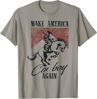 Make America Cowgirl Cowboy Again Retro Western 4th Of July T-Shirt