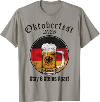 Oktoberfest 2025 6 Stein Apart Beer October Funny Drinking T-Shirt