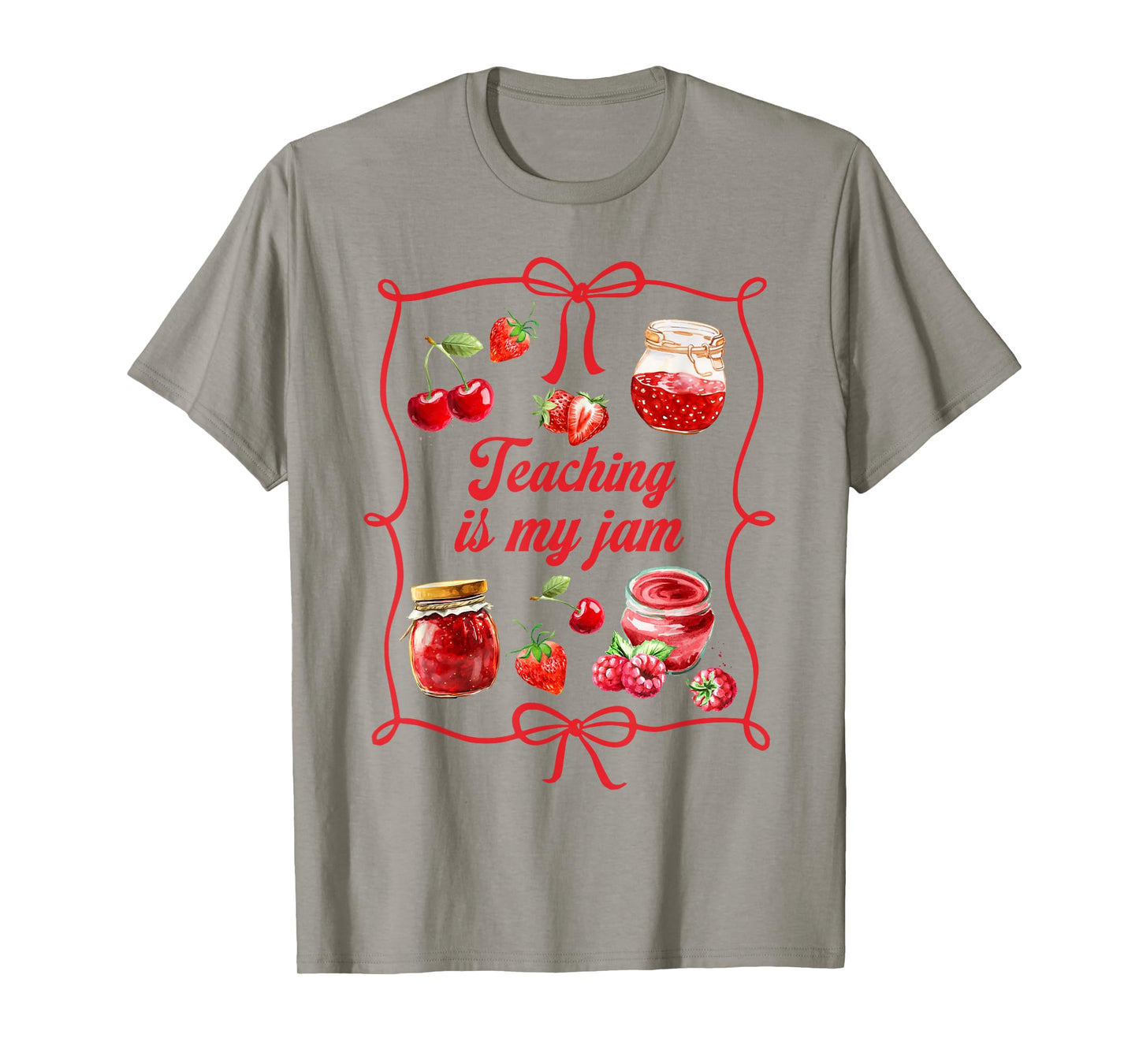 Teacher Teach Loves Inspire Strawberry Teaching is My Jam T-Shirt
