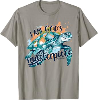 I Am God's Masterpiece Bible Verse with Turtle Funny T-Shirt